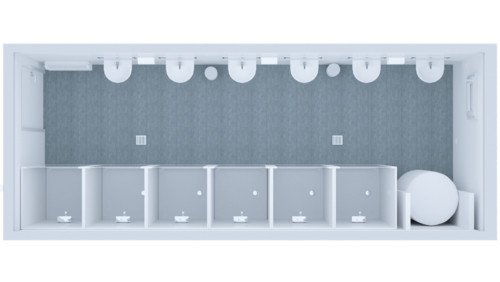 kontener sanitarny standard prysznicowo-umywalkowy - widok z góry